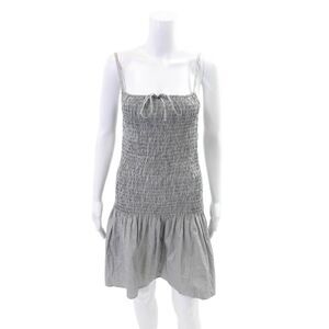 Solid & Striped Womens Striped Smocked A Line Dress Grey White Size Small